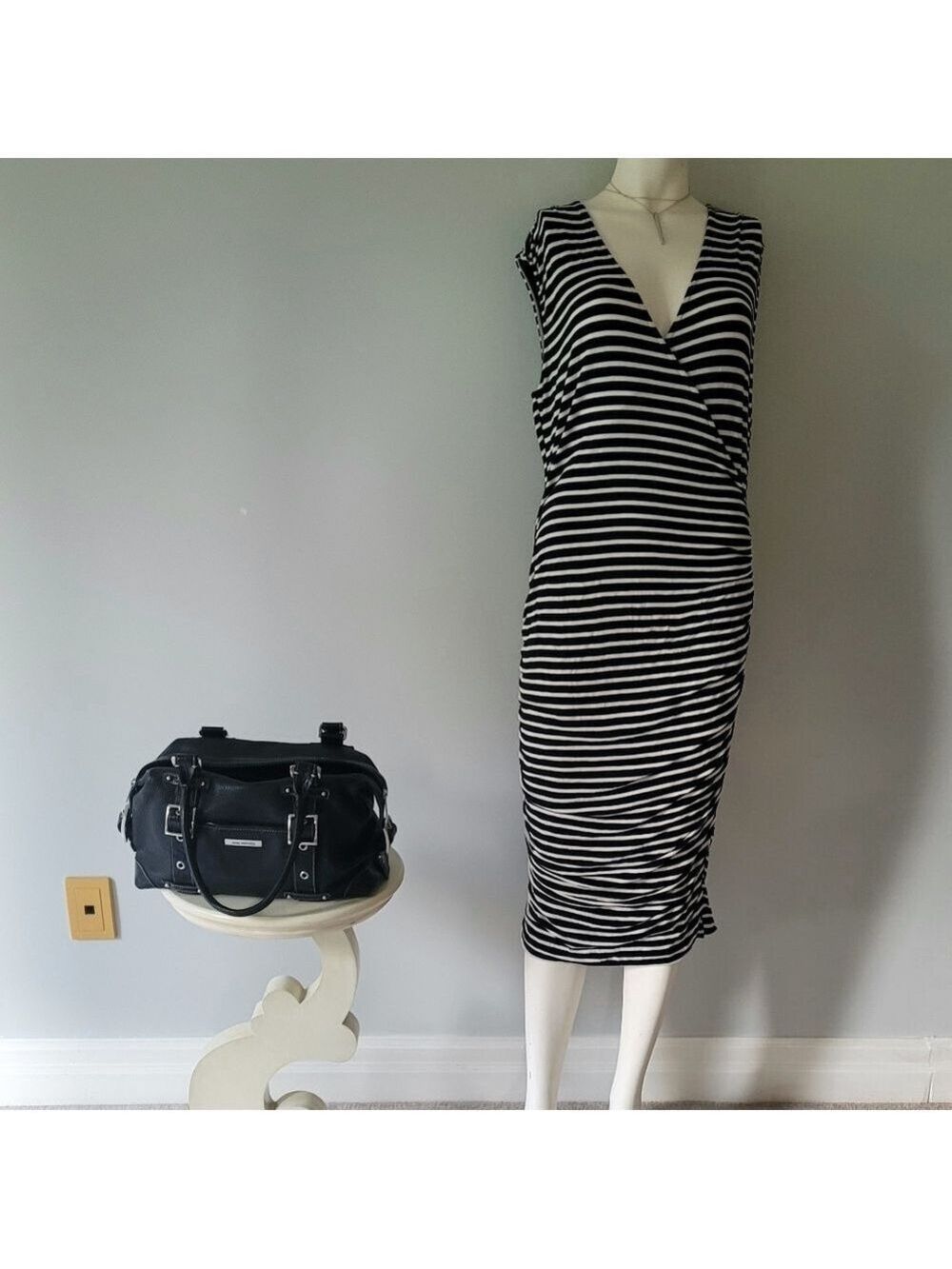 Mossimo Striped Wrap Maxi Dress Size L